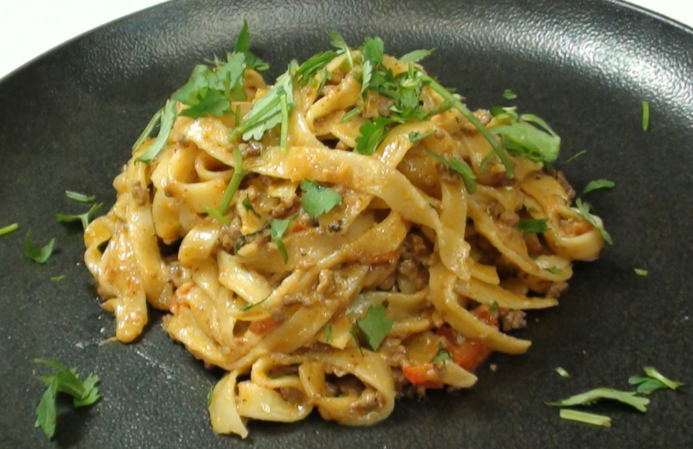 Ground Beef with Alfredo Sauce Noodles Recipe