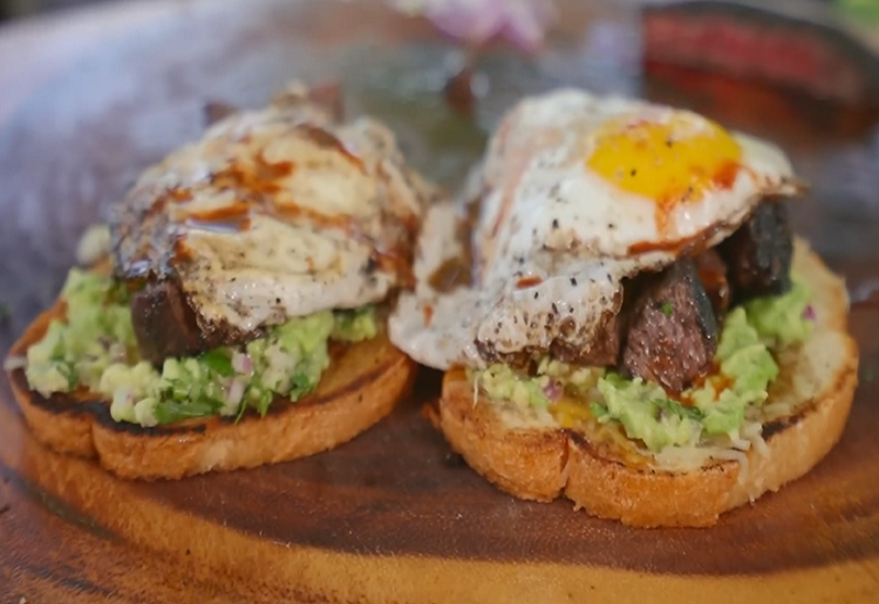 Steak and Eggs on Avocado