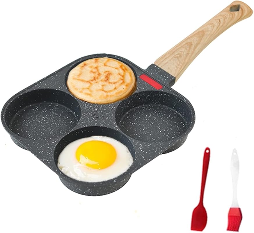 HUPECHAM 4-Cup Nonstick Granite Egg Frying Pan - Versatile Breakfast S